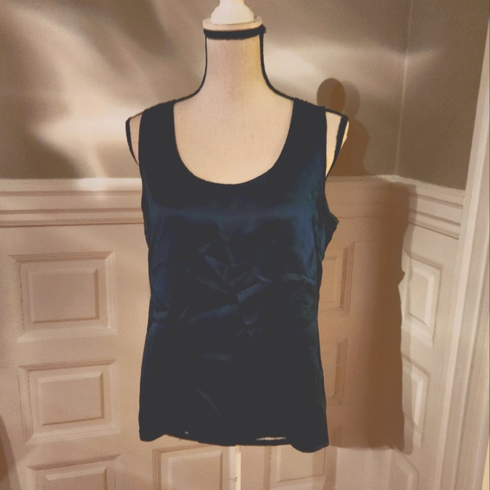Talbots 100% Silk navy blue tank top size 12P